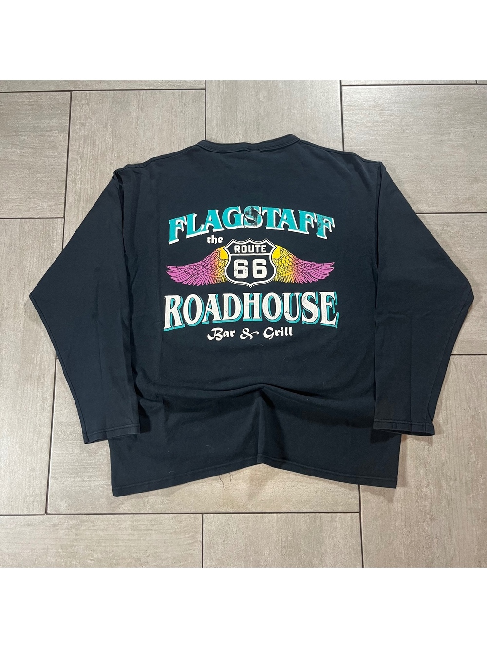 Vintage Cotton Deluxe Flagstaff Route 66 Roadhouse Long Sleeve Shirt XL